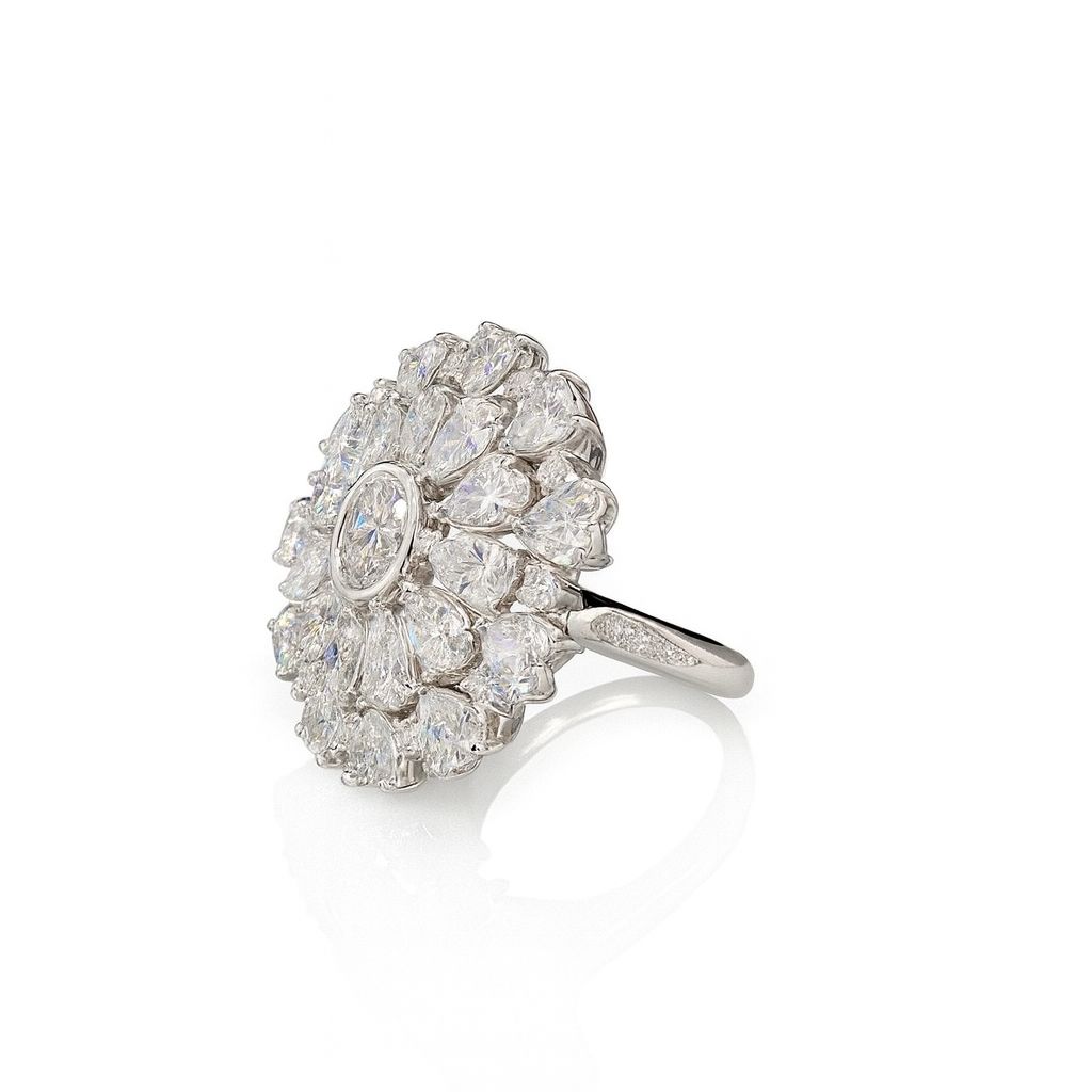 La DiaMantés | White Gold Diamond Floral Cluster Ring